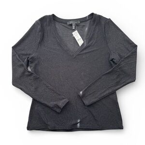 White House Black Market Sparkle Knit Top Black Size L NWT